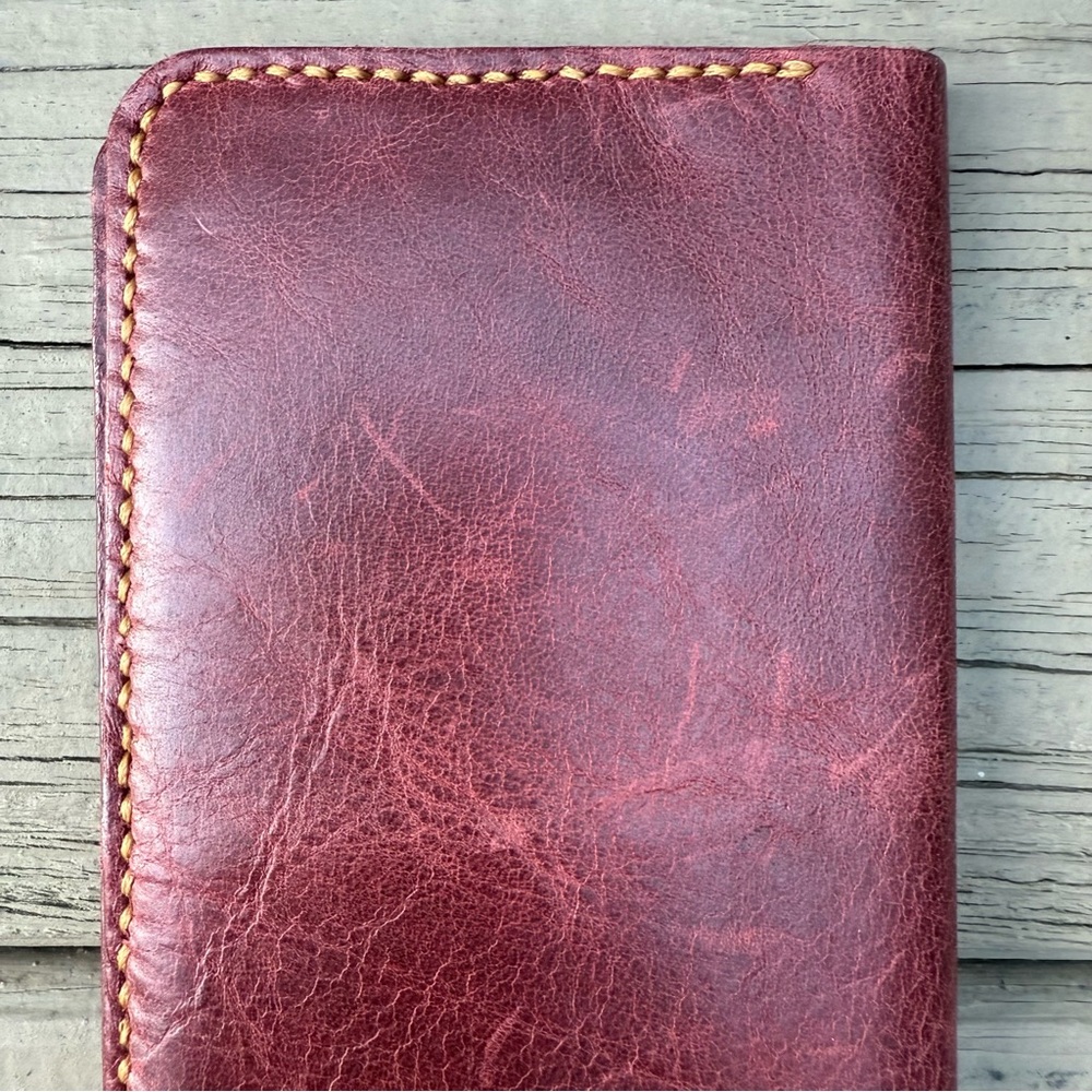Long Leather Wallet in Burgundy - Picture 6 of 13
